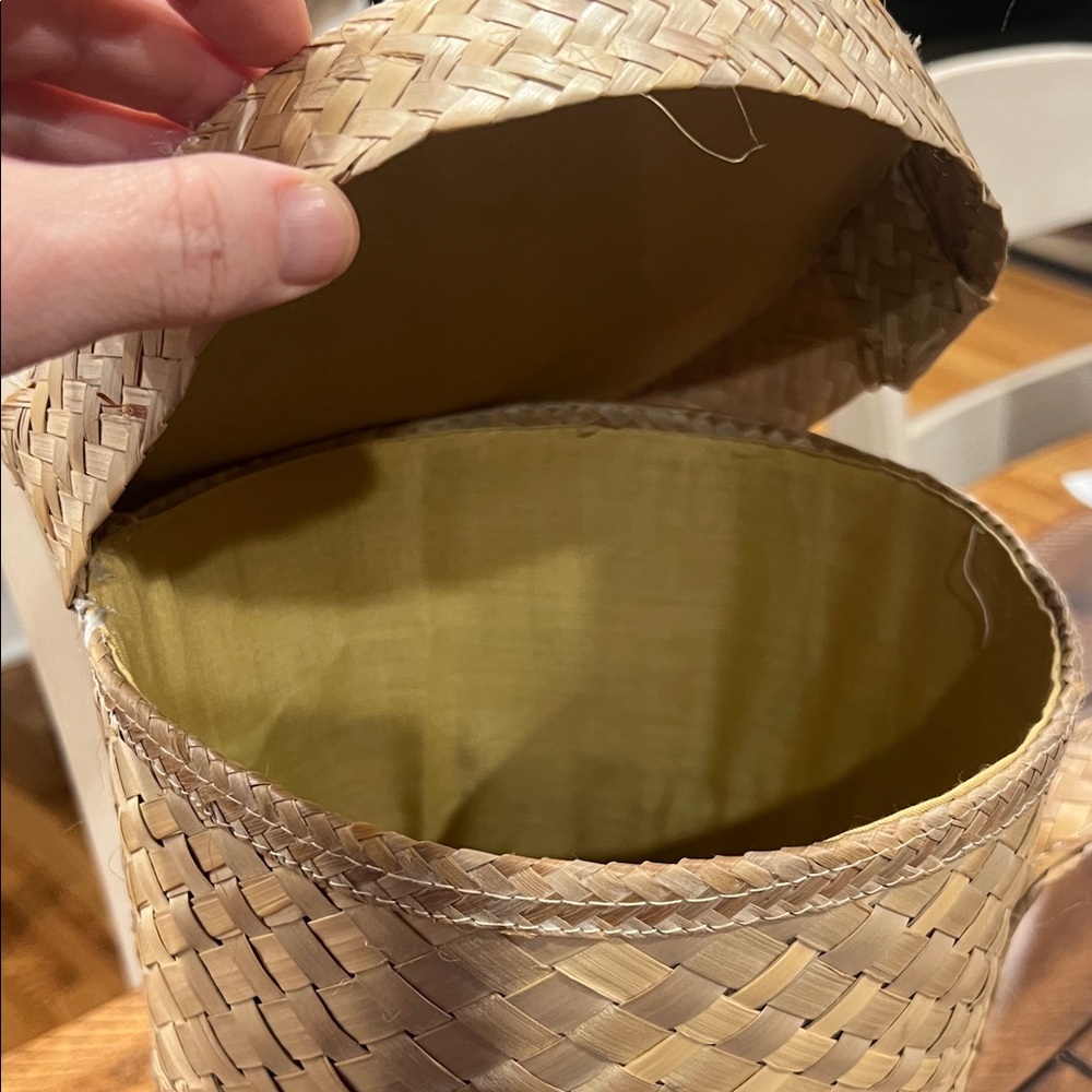 Vintage Woven Basket Purse Raffia with Blue and Green Accents - Picture 4 of 7